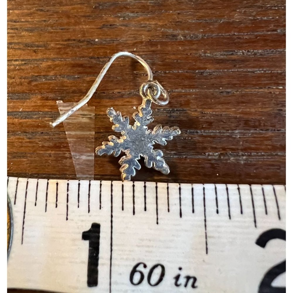 Christmas Holiday Candy Cane Snowflake Shepherd Hook Earrings - Picture 7 of 8